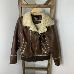 Coogi Australia Faux Fur Shearling Moto Jacket Size XL